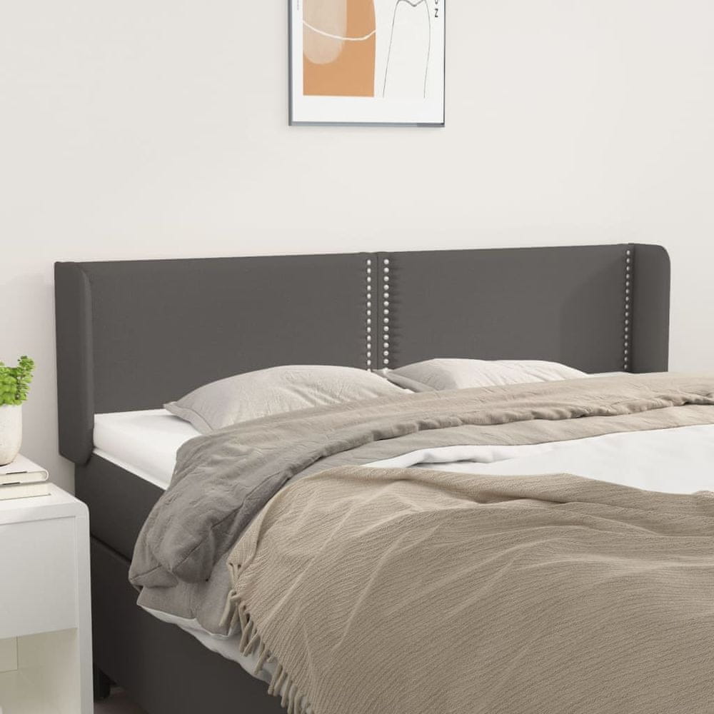 Vidaxl Čelo postele so záhybmi sivé 147x16x78/88 cm umelá koža